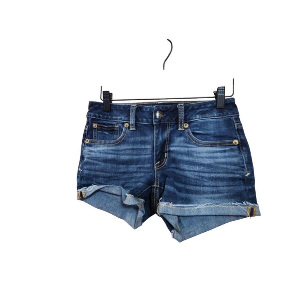 American Eagle Womens Shortie Denim Shorts Super Stretch Size 0 - Picture 1 of 5
